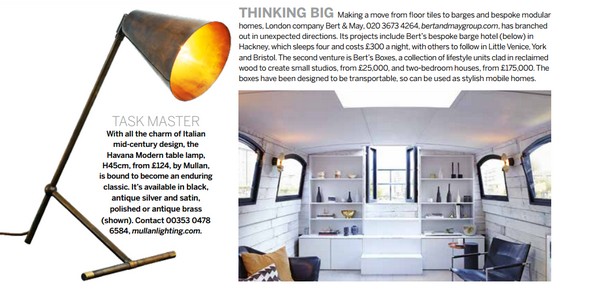 Mullan Lighting feature in Homes & Gardens magazine