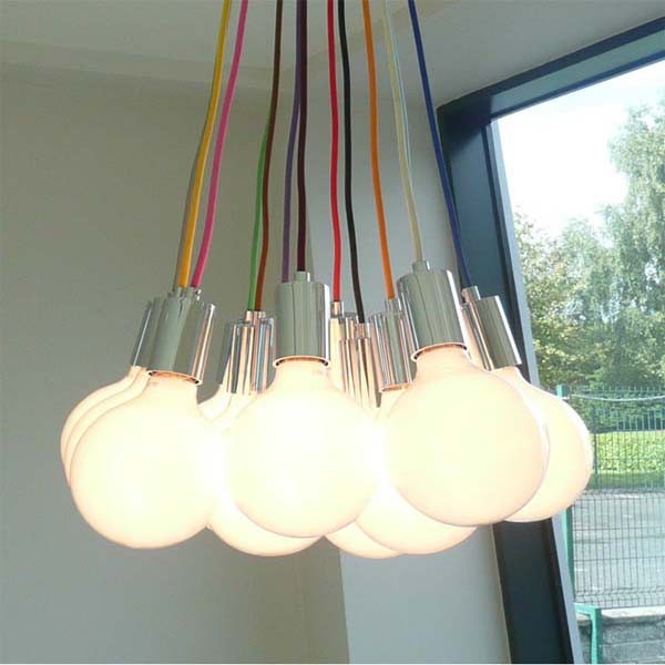 Round globe bulbs in the customised cluster pendant from Mullan Lighting