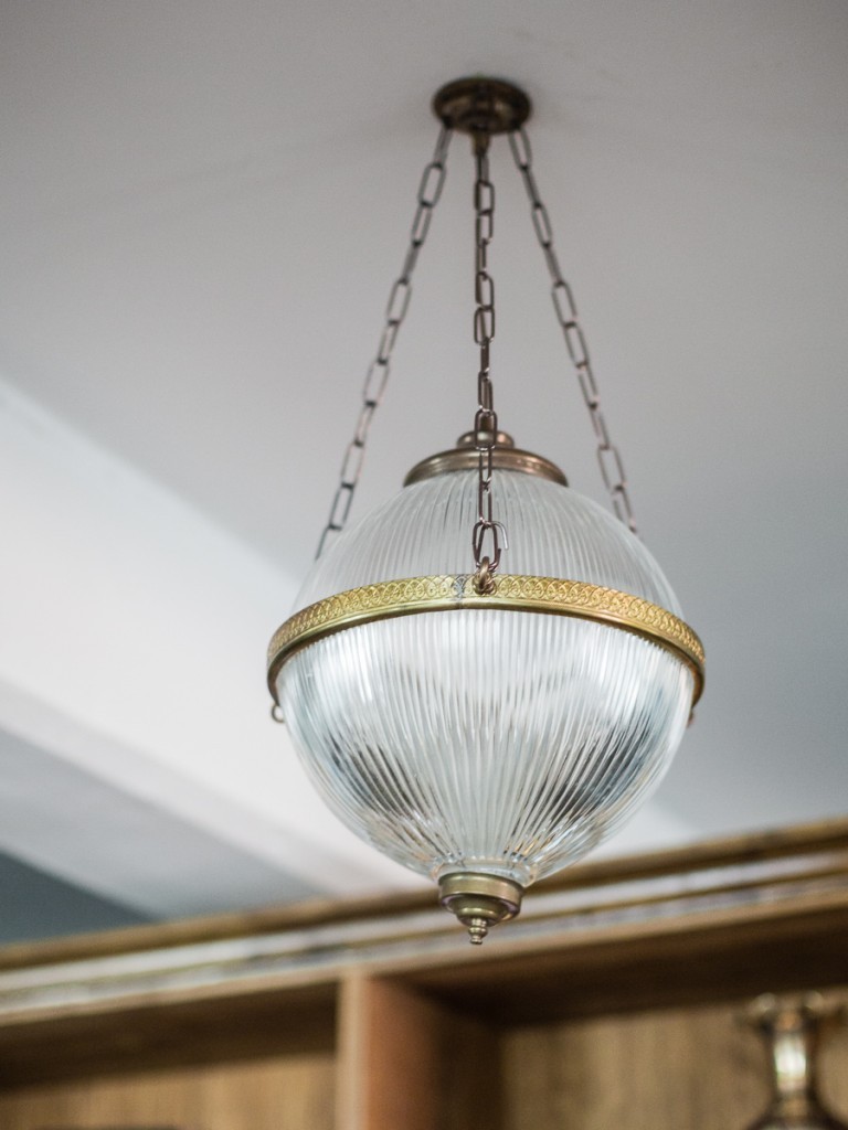 The Blaenau holophane pendant light is elegantly suspended in this British coastal restaurant