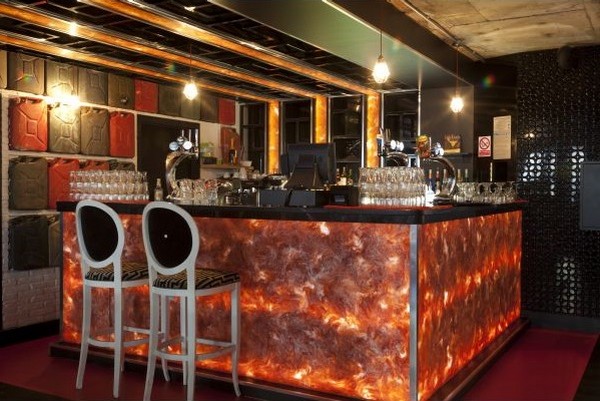 Red Hot World Buffet has red eye-catching décor throughout that is beautifully illuminated by Edom industrial pendant lights from Mullan Lighting