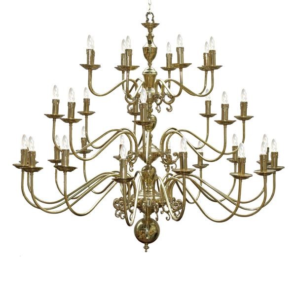 Give your home a new look with the Flemish chandelier to create a luxurious and warm feeling in your home. This impressive large brass chandelier is an ideal choice for your foyer.