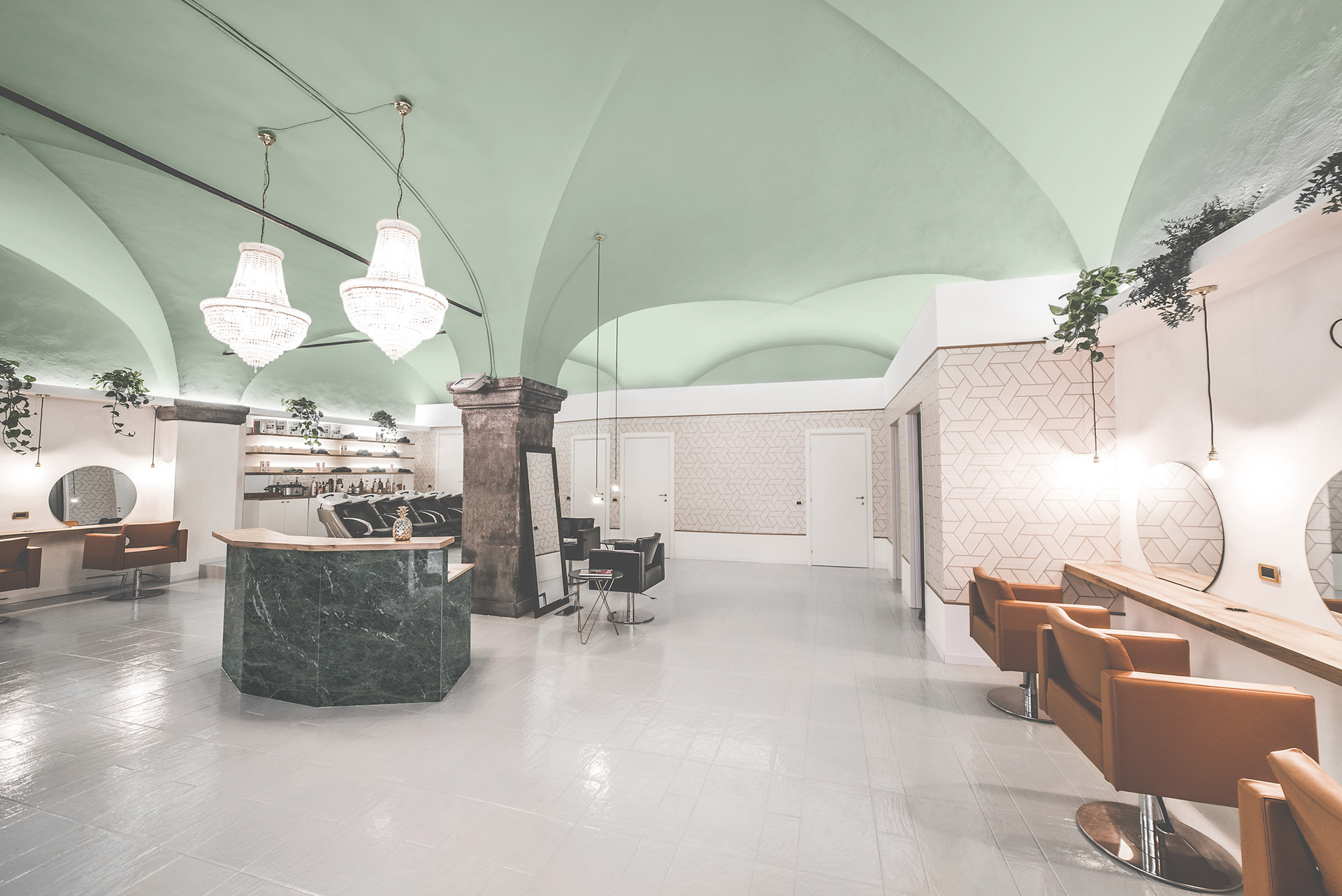 Minimalist Pendant Lights Add An Understated Beauty To This Italian Minimalist Pendant Lights Add An Understated Beauty To This Italian Salon